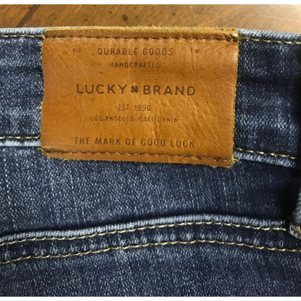 Lucky Brand Ava Skinny Jeans Dark‎ Wash Frayed Hem Distressed Size 6 28 - Picture 9 of 10